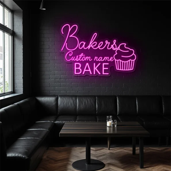 neon sign bakers bake cupcake icon bakery decor 2