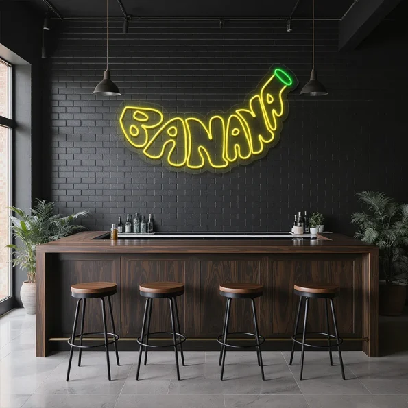 neon sign banana fruit shape bar decor 1