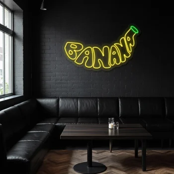 neon sign banana fruit shape bar decor 2