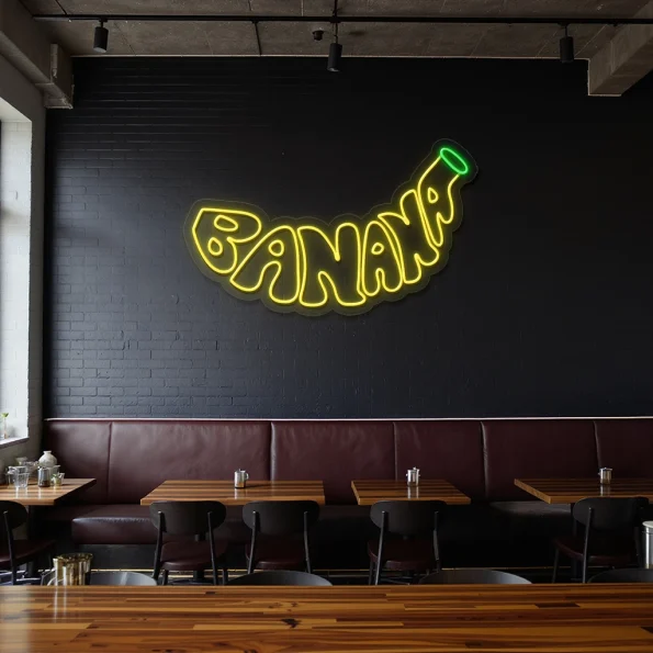 neon sign banana fruit shape bar decor 3