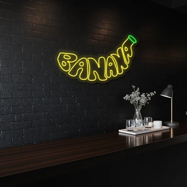 neon sign banana fruit shape bar decor 4