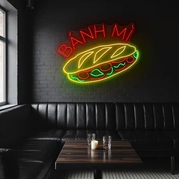 neon sign banh mi vietnamese food sandwich cafe decor 1