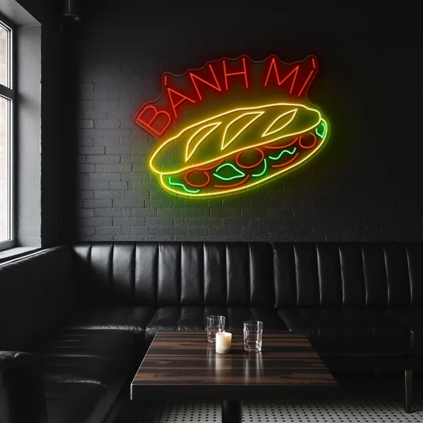 neon sign banh mi vietnamese food sandwich cafe decor 1