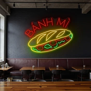 neon sign banh mi vietnamese food sandwich cafe decor 2