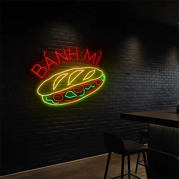 neon sign banh mi vietnamese food sandwich cafe decor 4