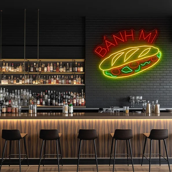 neon sign banh mi vietnamese food sandwich cafe decor 5