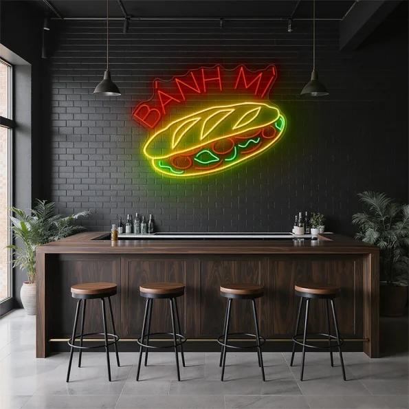 neon sign banh mi vietnamese food sandwich cafe decor 6