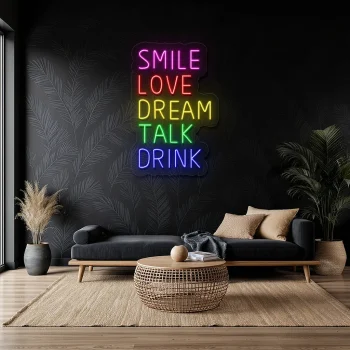 neon sign bar words smile love dream talk drink decor 2