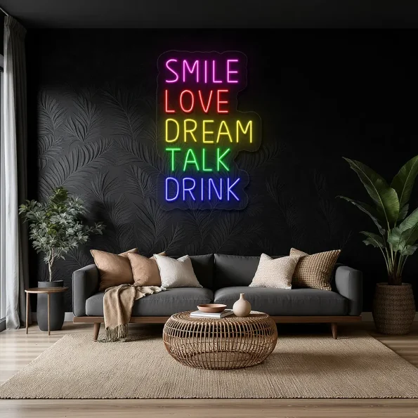 neon sign bar words smile love dream talk drink decor 3