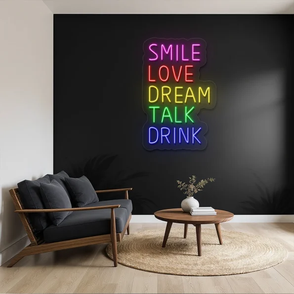 neon sign bar words smile love dream talk drink decor 5