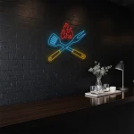neon sign bbq grill tools with flame kitchen bar decor 1