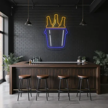 neon sign beer bottle bucket wall decor for bar counter 1
