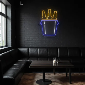 neon sign beer bottle bucket wall decor for bar counter 2