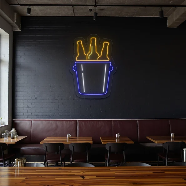 neon sign beer bottle bucket wall decor for bar counter 3