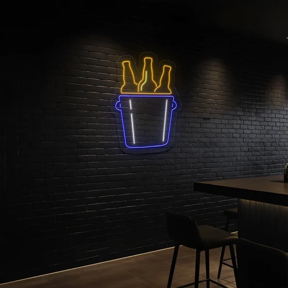 neon sign beer bottle bucket wall decor for bar counter 5