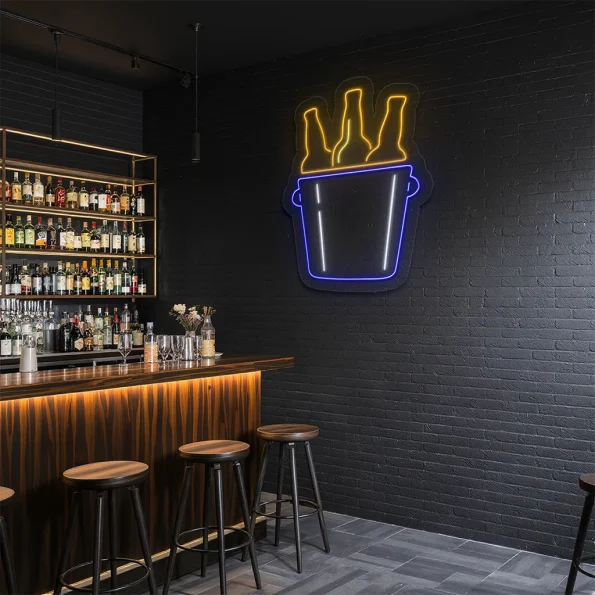 neon sign beer bottle bucket wall decor for bar counter 6