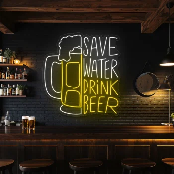 neon sign beer mug save water drink beer bar decor 1