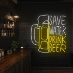 neon sign beer mug save water drink beer bar decor 1
