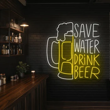 neon sign beer mug save water drink beer bar decor 2