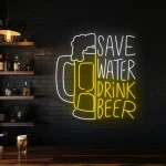 neon sign beer mug save water drink beer bar decor 1