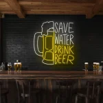 neon sign beer mug save water drink beer bar decor 1