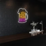 neon sign beer mug wish you were beer text bar decor 1