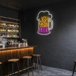 neon sign beer mug wish you were beer text bar decor 1