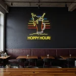 neon sign beer mug with hoppy hour text bar decor 1