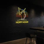 neon sign beer mug with hoppy hour text bar decor 1
