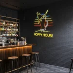 neon sign beer mug with hoppy hour text bar decor 1