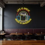 neon sign beer mug with life is great text bar decor 1