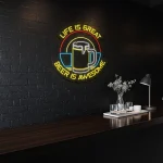 neon sign beer mug with life is great text bar decor 1