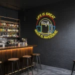 neon sign beer mug with life is great text bar decor 1