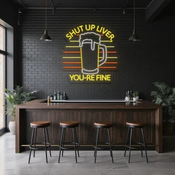 neon sign beer mug with shut up liver text bar decor 1