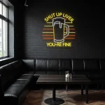 neon sign beer mug with shut up liver text bar decor 1