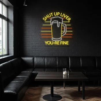 neon sign beer mug with shut up liver text bar decor 2