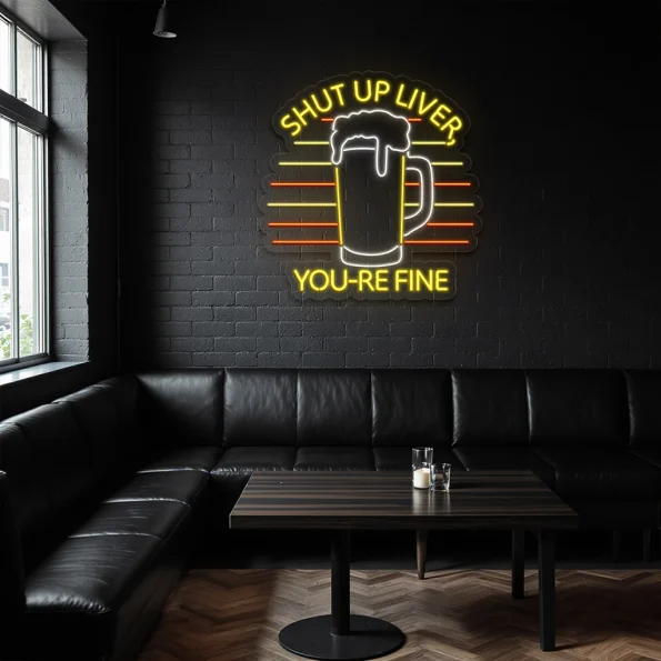 neon sign beer mug with shut up liver text bar decor 2