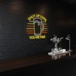 neon sign beer mug with shut up liver text bar decor 1