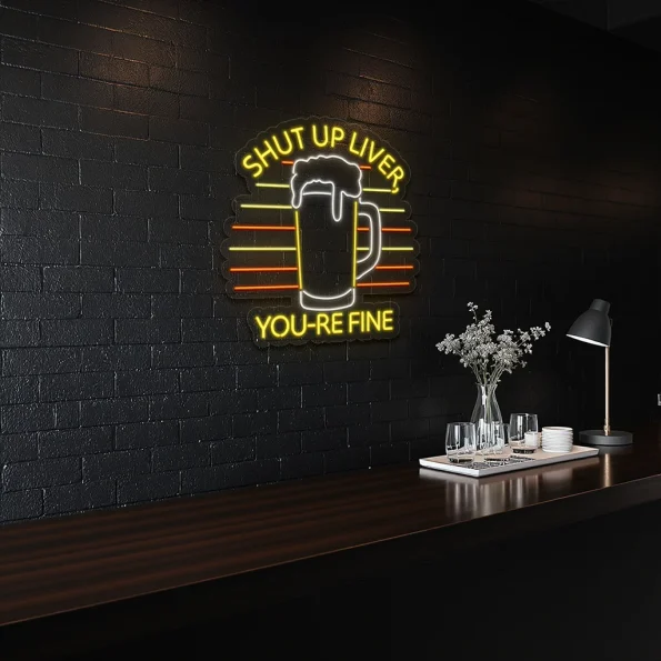 neon sign beer mug with shut up liver text bar decor 4