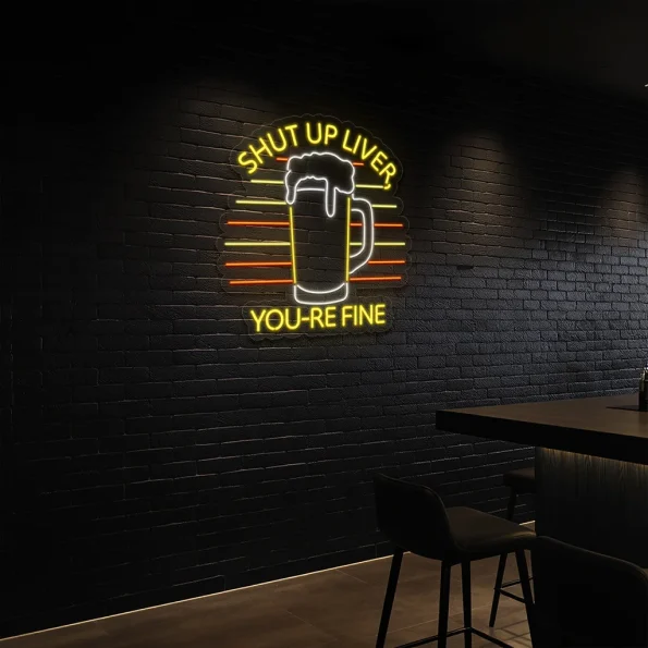 neon sign beer mug with shut up liver text bar decor 5