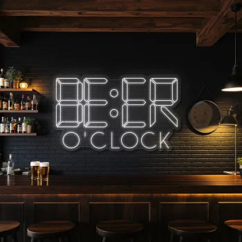 neon sign beer o clock text bar decor 1