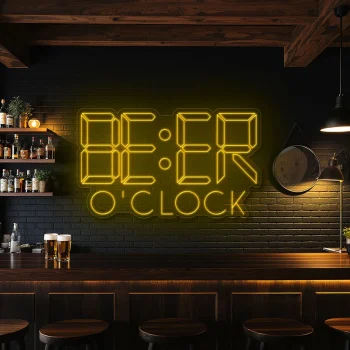 neon sign beer o clock text bar decor 2