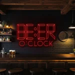 neon sign beer o clock text bar decor 1