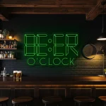 neon sign beer o clock text bar decor 1