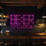 neon sign beer o clock text bar decor 1