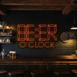 neon sign beer o clock text bar decor 1