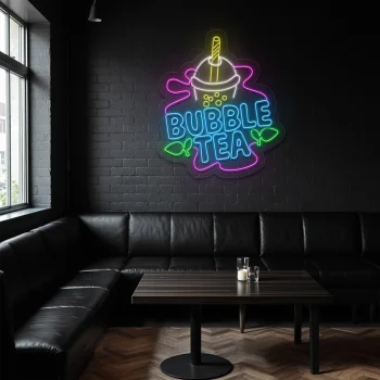 neon sign bubble tea cup design fast food caf decor 2