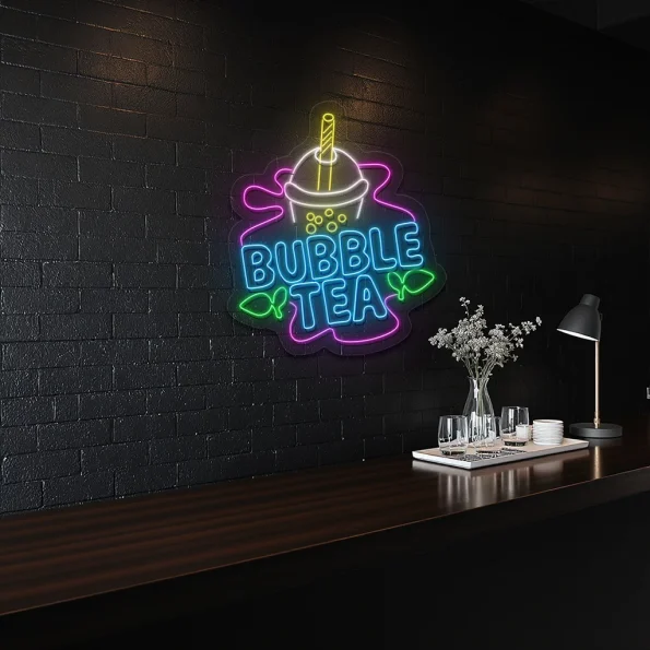 neon sign bubble tea cup design fast food caf decor 4