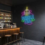 neon sign bubble tea cup design fast food caf decor 1