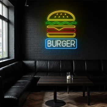 neon sign burger icon fast food restaurant decor 1